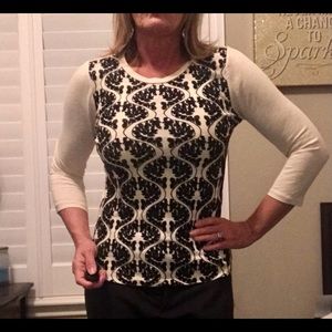 3/$25!!  J Crew Sweater Top Cream Color With Black Accent design size M